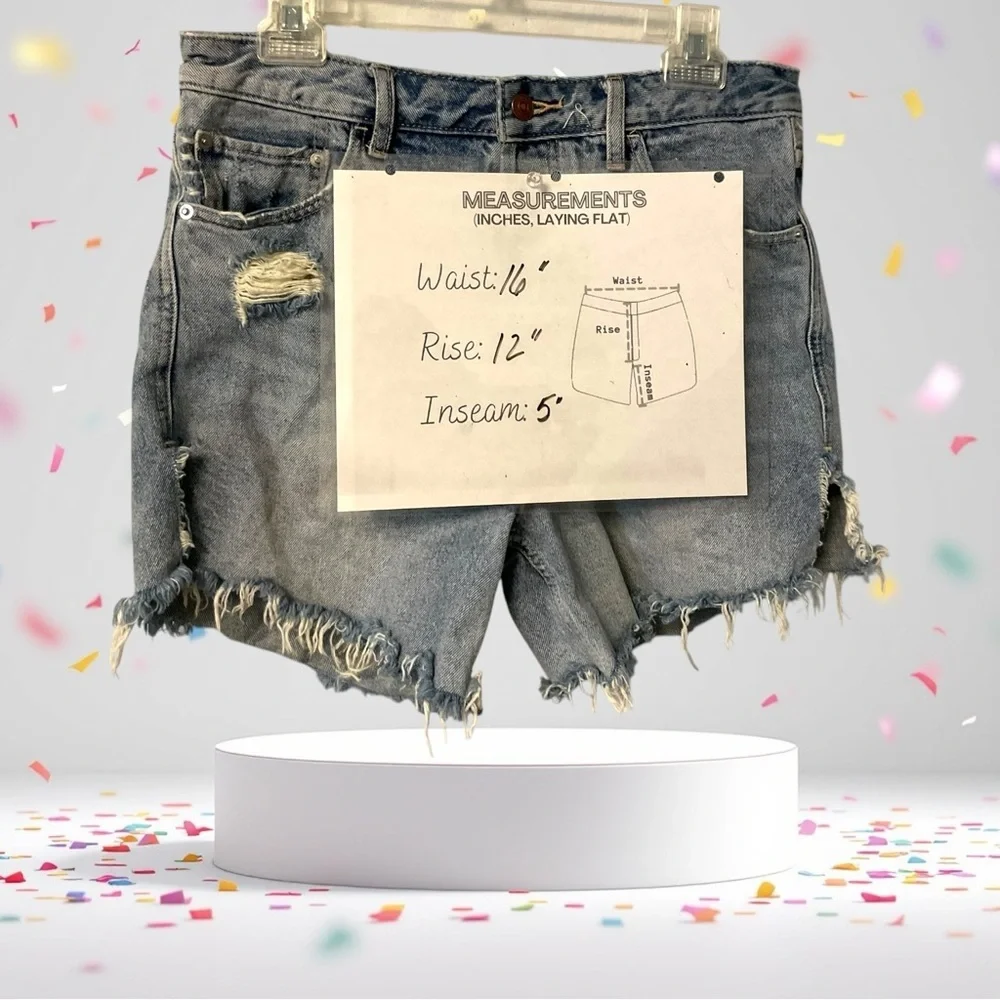 We the Free Blue‎ Denim Distressed Jean Short 27 Women Ripped Summer Streetwear